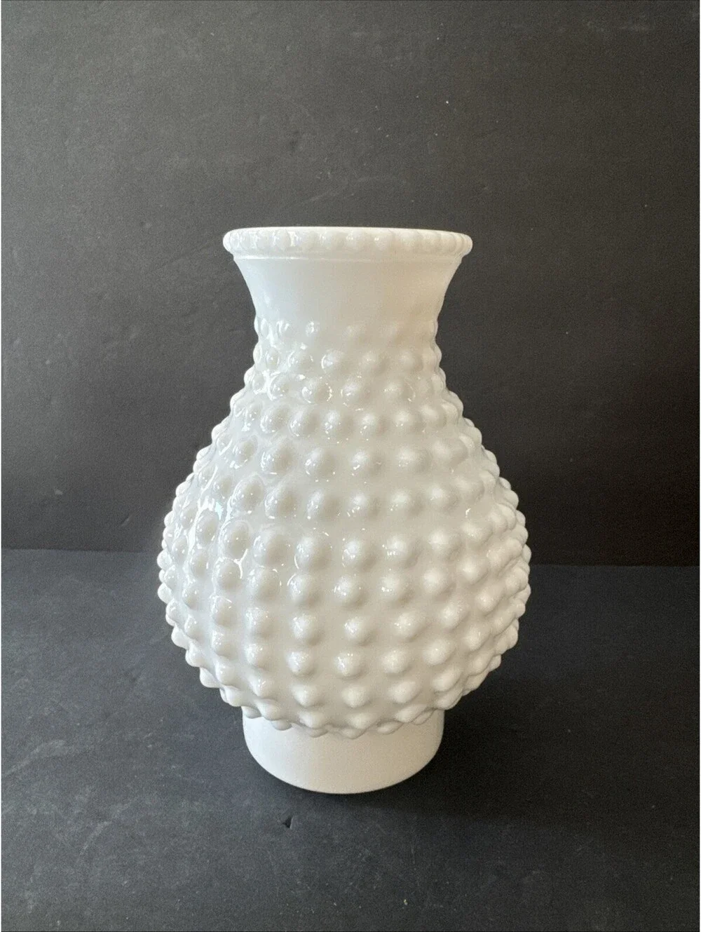 Vintage White Hobnail Opaque Milk Glass Oil Lamp Shade Chimney 7.5” T